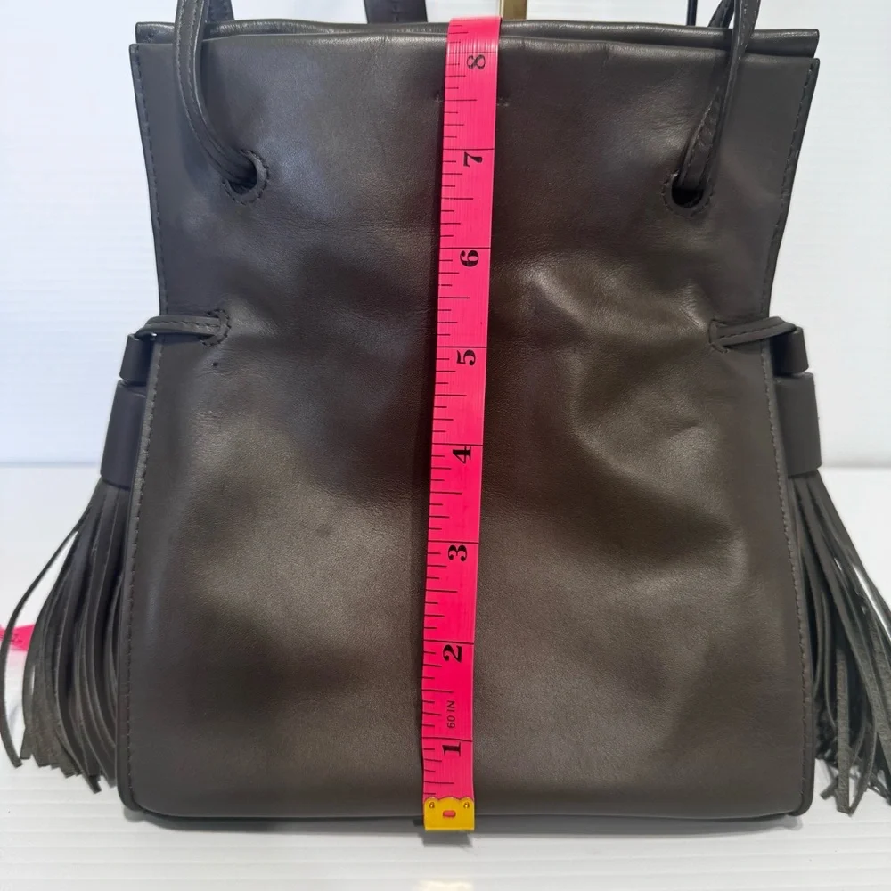 All Saints Freedom Dark Gray Mini Tassel Bucket Bag - Picture 8 of 16